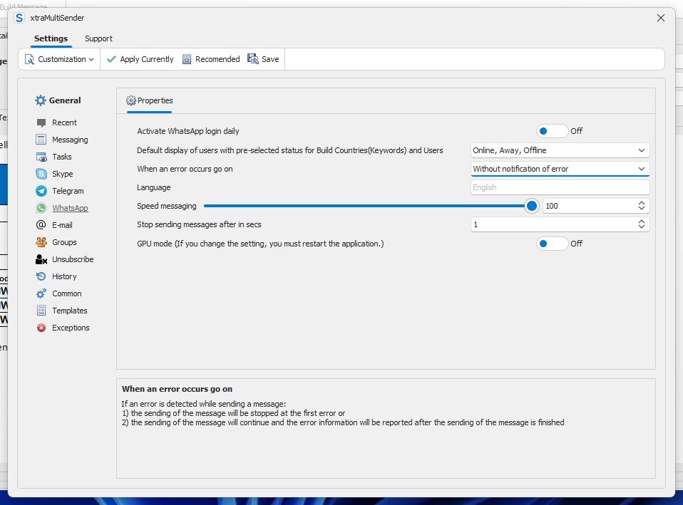 Common settings for social platforms